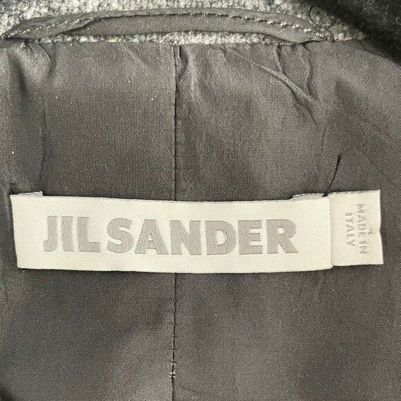 Jil Sander 3 Button Notch Collar Wool & Cashmere Blazer Heather Grey Blk Sz 34 - Picture 11 of 13